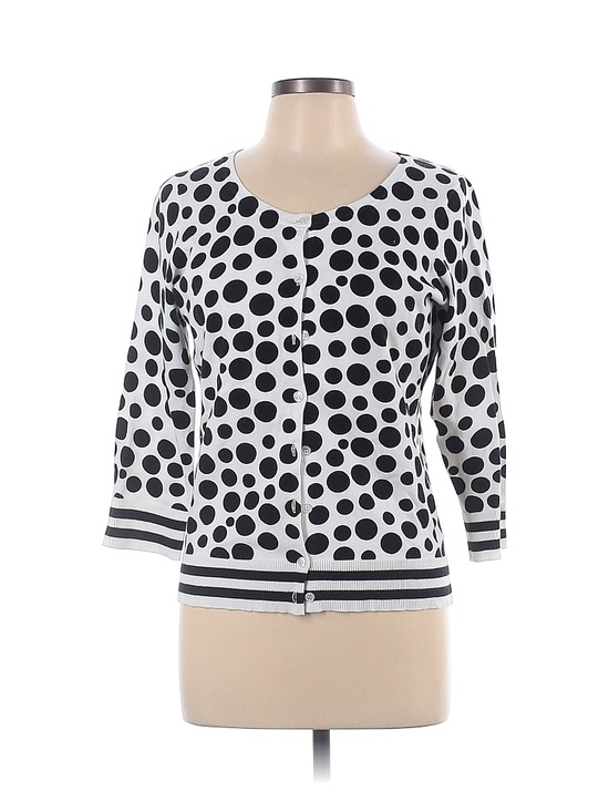 The Limited Sweaters - The Limited Polka Dots White Cardigan Size L